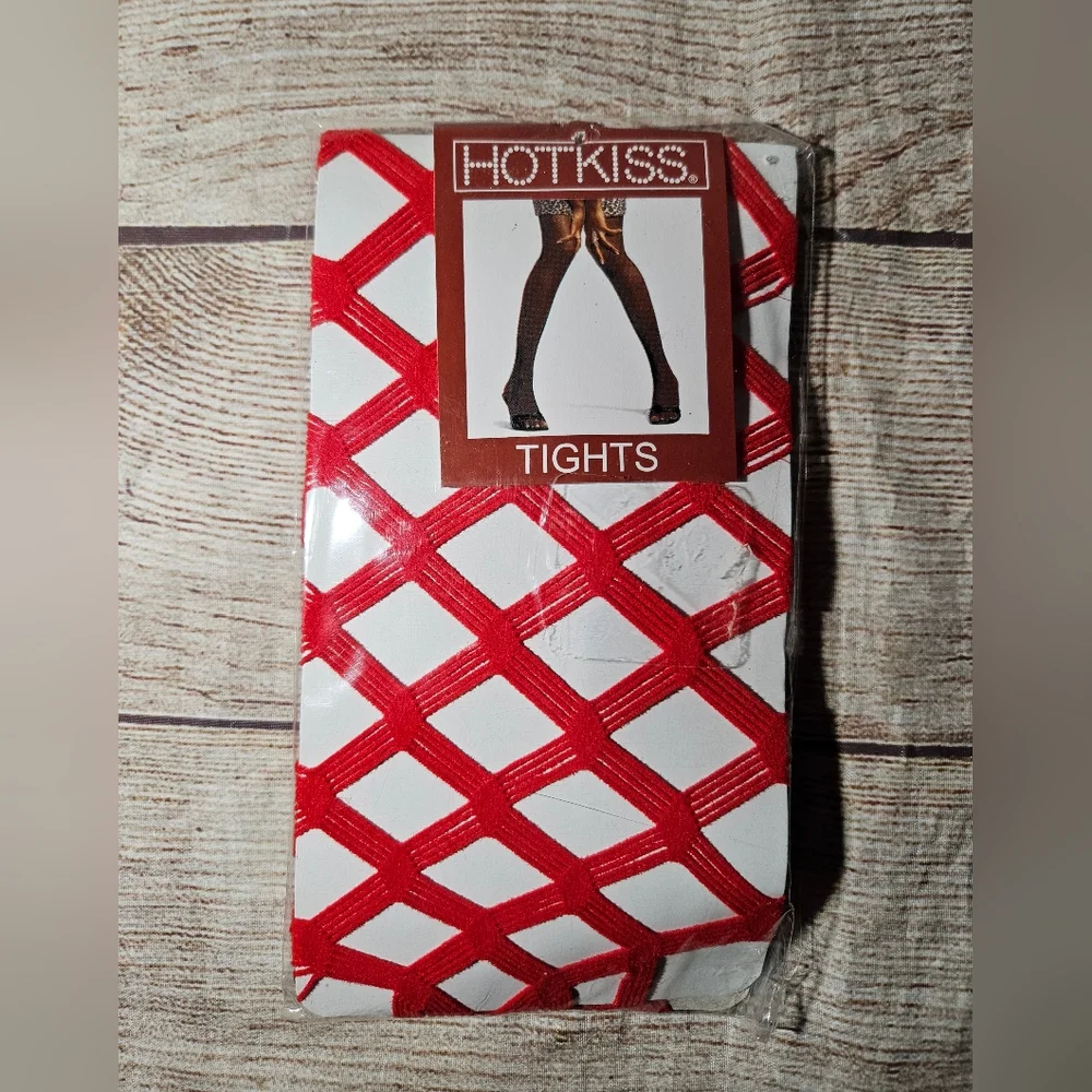 Hot Kiss Red Thick Fishnet Tights Stockings